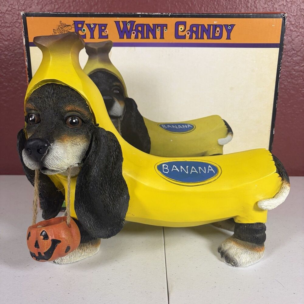 Cracker Barrel Halloween Dachshund Banana Costume Dog “Eye Want Candy” W/Box